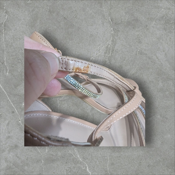 NWOT "Imperfect" BCBGeneration Nude Rhinestone Strappy Stiletto Heels – Size 9 - Picture 8 of 12